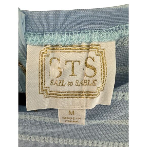 Sail To Sable Women's Short Sleeve Striped Crew Neck Mini Dress Blue Medium NWOT - Picture 3 of 7